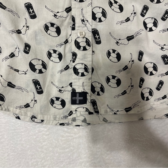 Tavik Visionaries Black & White Summer Swim Print Short Sleeve Button Up Shirt - Picture 8 of 8